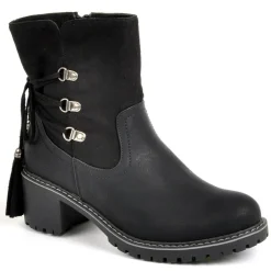 OUTSHOES Bottines A Talons Femme Avec Pampilles Noir|Femme Boots, Bottines