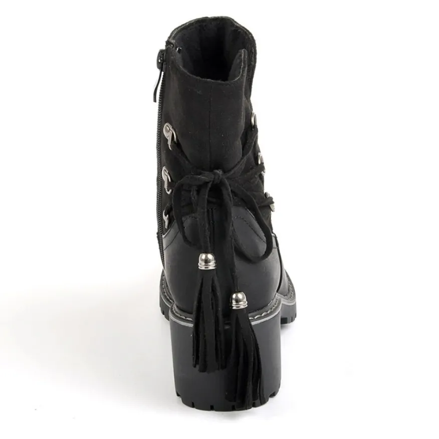 OUTSHOES Bottines A Talons Femme Avec Pampilles Noir|Femme Boots, Bottines