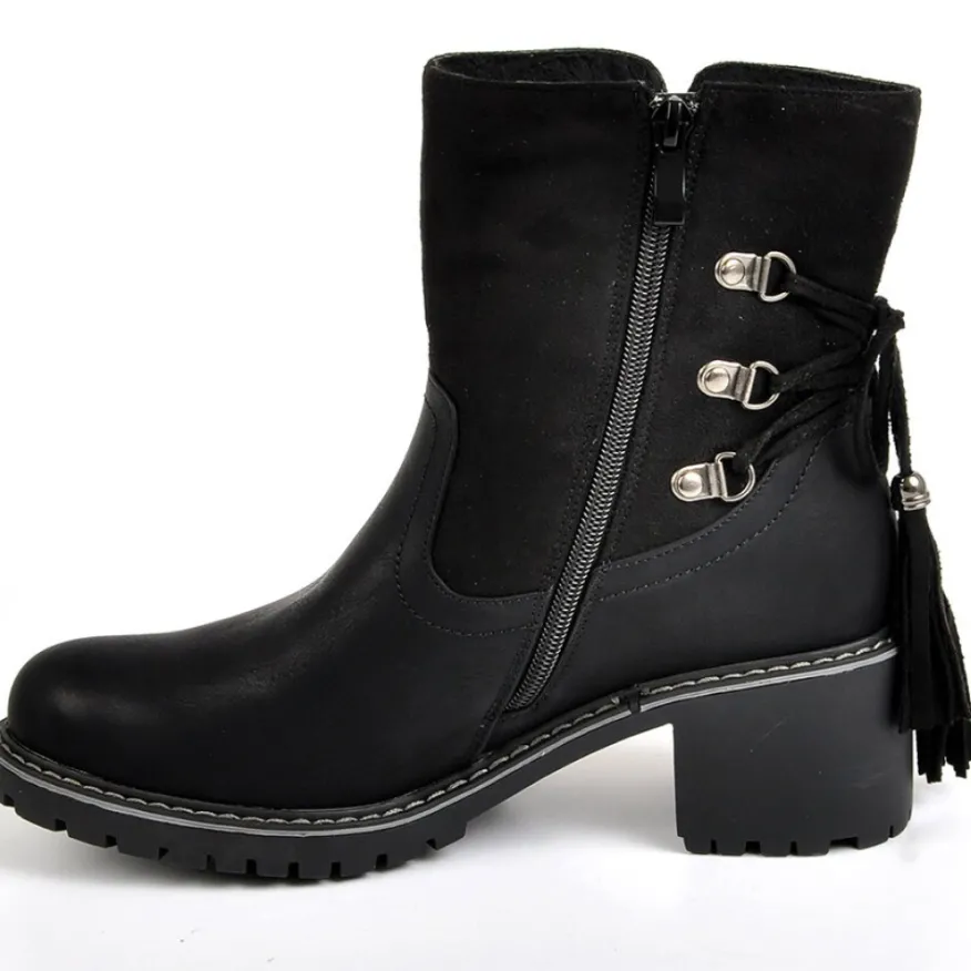 OUTSHOES Bottines A Talons Femme Avec Pampilles Noir|Femme Boots, Bottines