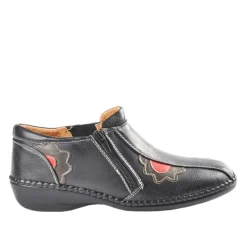 LADY CONFORT Bottines A Talons Motifs Fleurs Noir|Femme Chaussures Confort