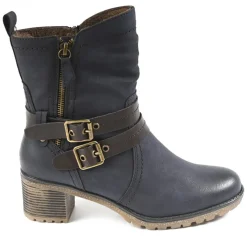 RELIFE Bottines A Talons Bleu Marine|Femme Chaussures Confort