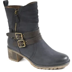 RELIFE Bottines A Talons Bleu Marine|Femme Chaussures Confort