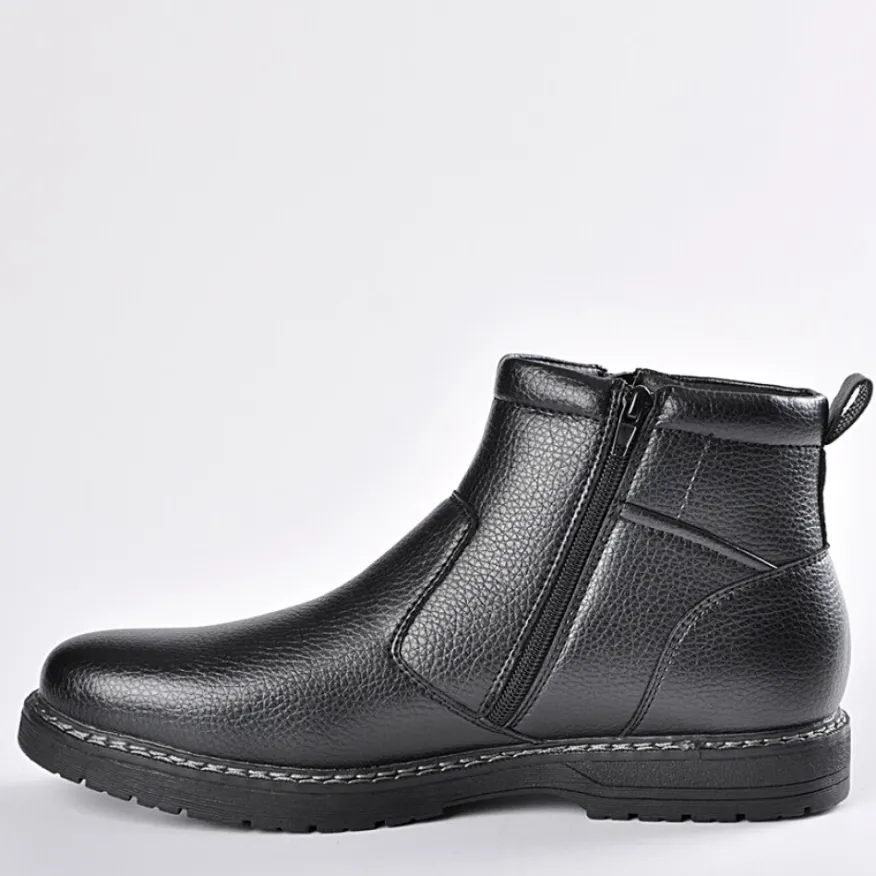 OUTSHOES Bottines Avec Zip Pratique Sur Le Cote Compagnie Noir|Homme Boots, Bottines