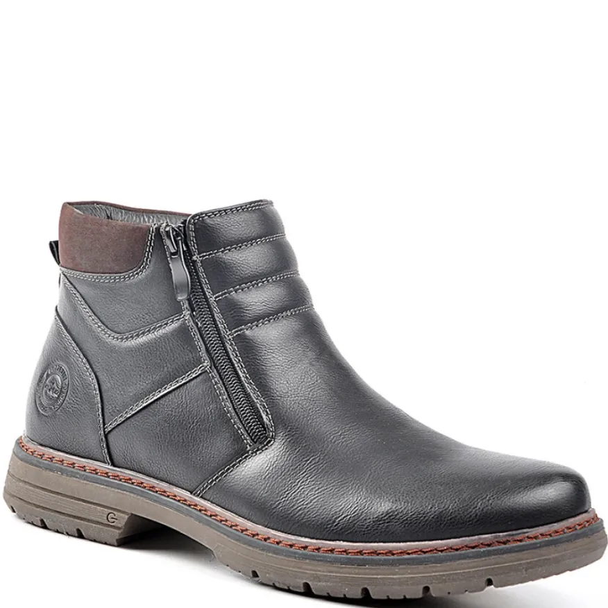 OUTSHOES Bottines Avec Zip Pratique Sur Le Cote Compagnie Noir|Homme Boots, Bottines