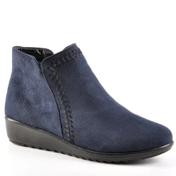 LADY CONFORT Bottines Compensees Aspect Velours Bleu Marine|Femme Chaussures Confort
