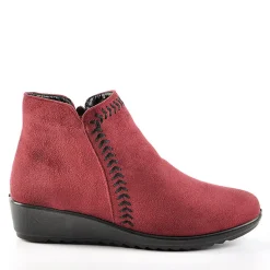 LADY CONFORT Bottines Compensees Aspect Velours Bordeaux|Femme Chaussures Confort