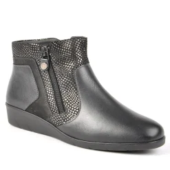 LADY CONFORT Bottines Femme Compensees Avec Zip Sur Le Cote Confort Noir|Femme Chaussures Confort