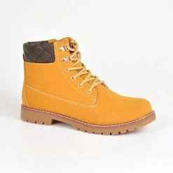 OUTSHOES Bottines Plates Avec Col Contrastant Camel|Femme Boots, Bottines