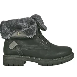 OUTSHOES Bottines Plates Avec Col Fausse Fourrure Noir|Femme Boots, Bottines