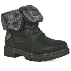 OUTSHOES Bottines Plates Avec Col Fausse Fourrure Noir|Femme Boots, Bottines