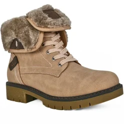 OUTSHOES Bottines Plates Avec Col Fausse Fourrure Rose|Femme Boots, Bottines