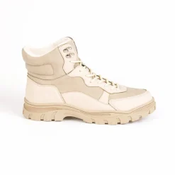 OUTSHOES Bottines Plates Femme Bi-Matieres Beige|Femme Boots, Bottines