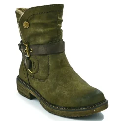 RELIFE Bottines Plates Femme Kaki|Femme Chaussures Confort