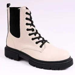 VICE VERSA Bottines Plates Femme Ivoire|Femme Boots, Bottines
