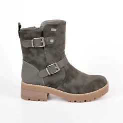 OUTSHOES Bottines Plates Semelles Crantees Gris|Femme Boots, Bottines