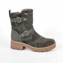 OUTSHOES Bottines Plates Semelles Crantees Gris|Femme Boots, Bottines