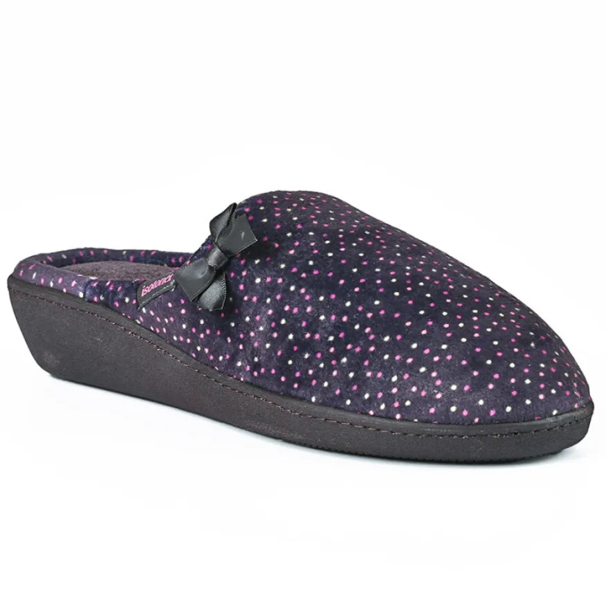 ISOTONER Chaussons Femme Avec Noeuds Gris|Femme Chaussons