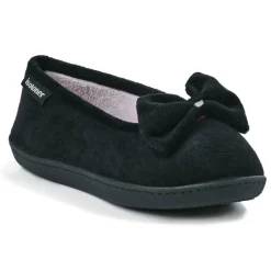 ISOTONER Chaussons Femme Avec Noeuds Noir|Femme Chaussons