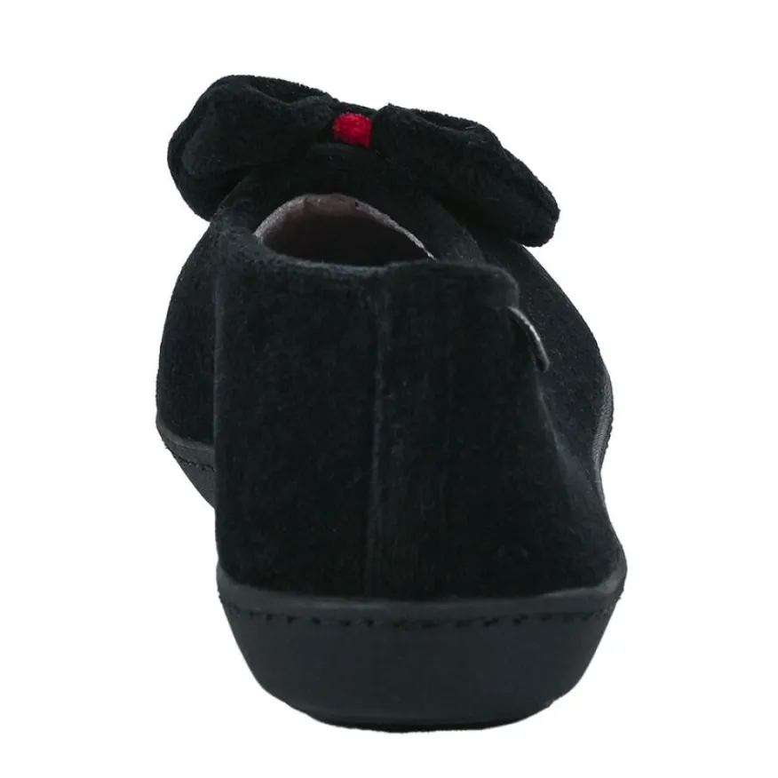 ISOTONER Chaussons Femme Avec Noeuds Noir|Femme Chaussons
