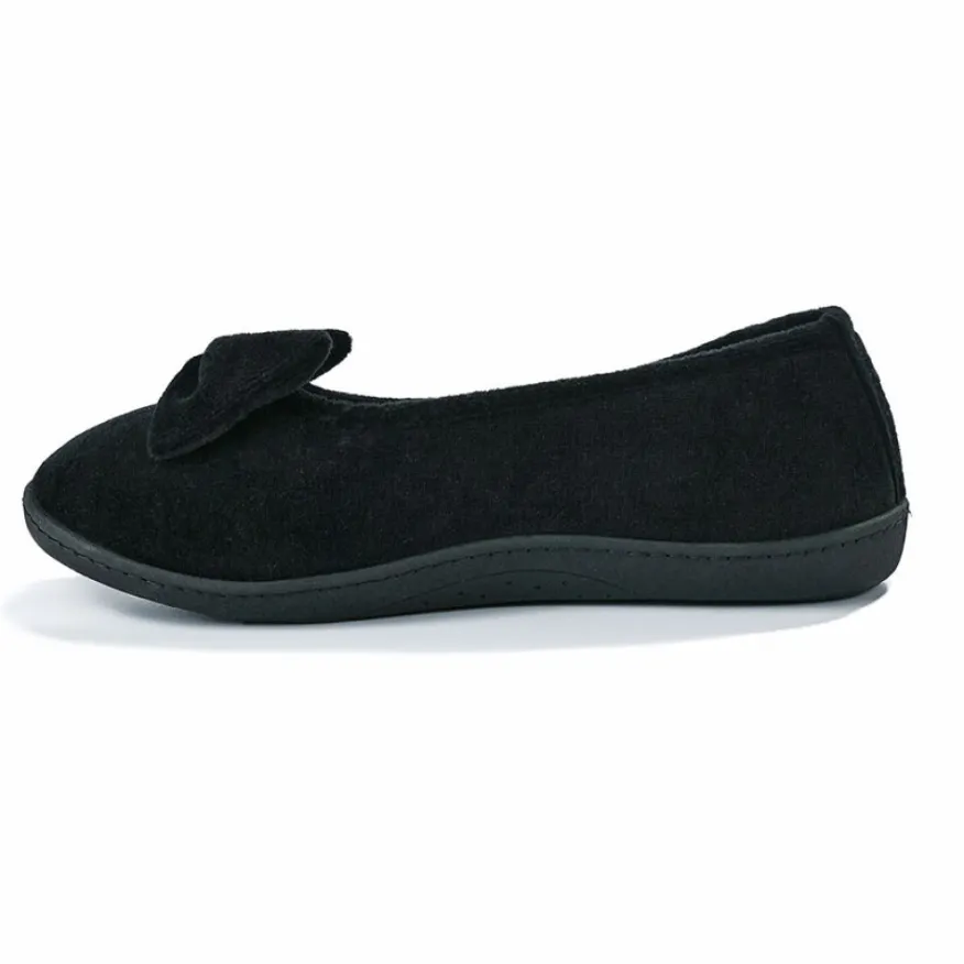 ISOTONER Chaussons Femme Avec Noeuds Noir|Femme Chaussons