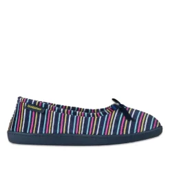 ISOTONER Chaussons Femme Avec Noeuds Bleu Marine|Femme Chaussons