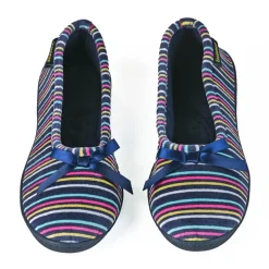 ISOTONER Chaussons Femme Avec Noeuds Bleu Marine|Femme Chaussons