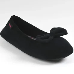 ISOTONER Chaussons Femme Avec Noeuds Noir|Femme Chaussons