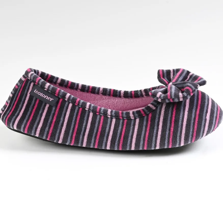ISOTONER Chaussons Femme Avec Noeuds Imprime|Femme Chaussons
