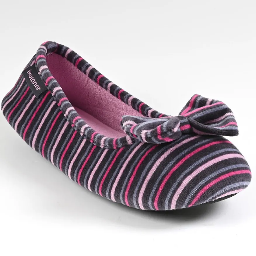 ISOTONER Chaussons Femme Avec Noeuds Imprime|Femme Chaussons