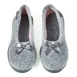 ISOTONER Chaussons Femme Avec Noeuds Gris|Femme Chaussons