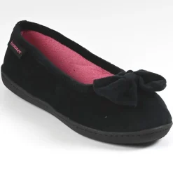 ISOTONER Chaussons Femme Avec Noeuds Noir|Femme Chaussons
