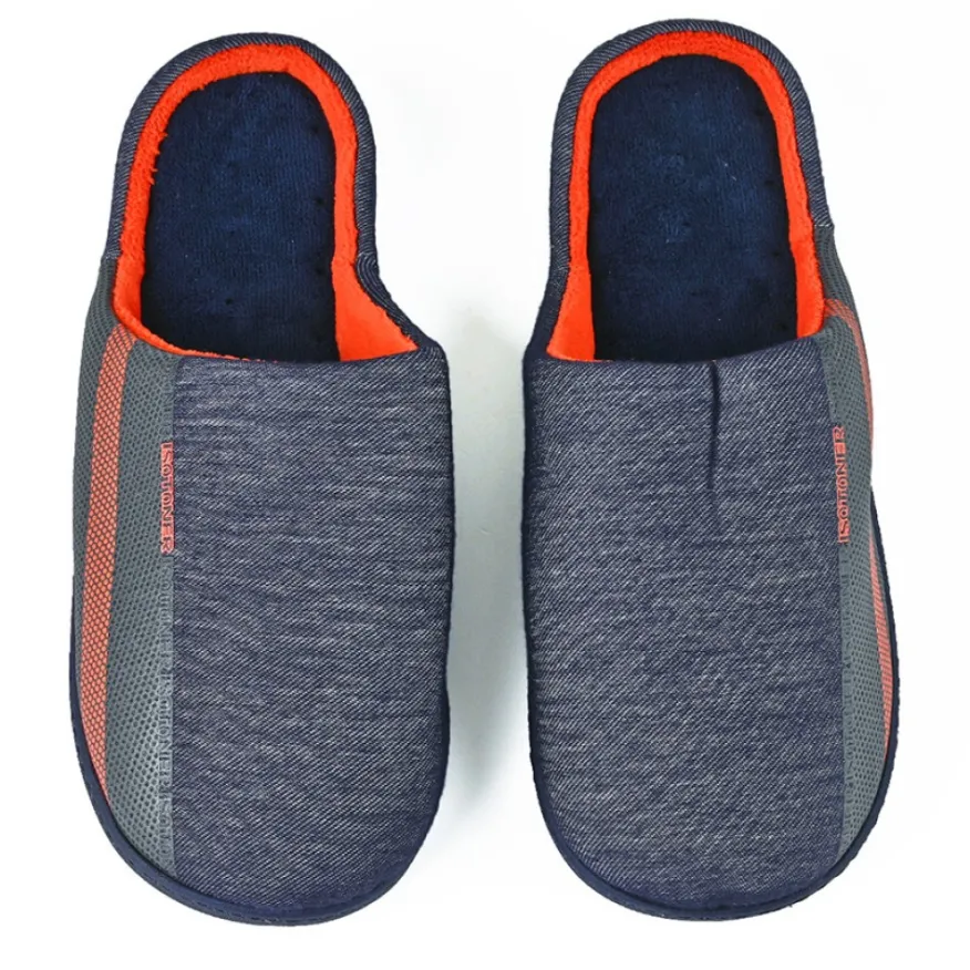 ISOTONER Chaussons Homme Bleu Jean|Homme Chaussons
