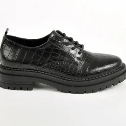 VICE VERSA Derbies Avec Effet Croco Noir|Femme Derbies