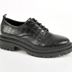 VICE VERSA Derbies Avec Effet Croco Noir|Femme Derbies