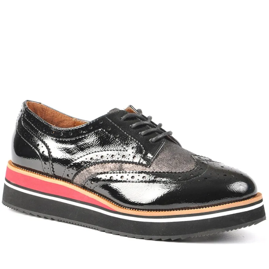 ANA LUNA Derbies Femme Avec Bout Fleuri Noir|Femme Derbies