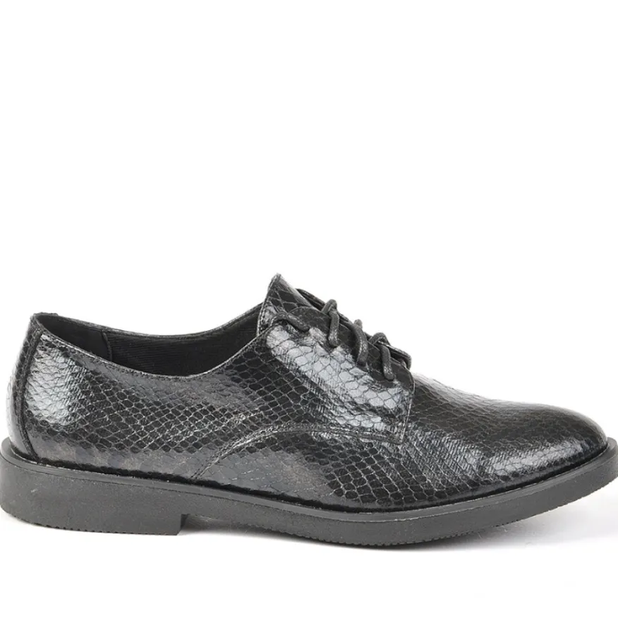 ANA LUNA Derbies Femme Avec Effet Reptile Noir|Femme Derbies