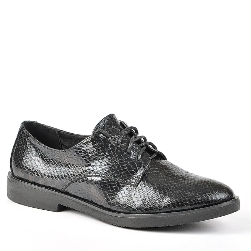 ANA LUNA Derbies Femme Avec Effet Reptile Noir|Femme Derbies