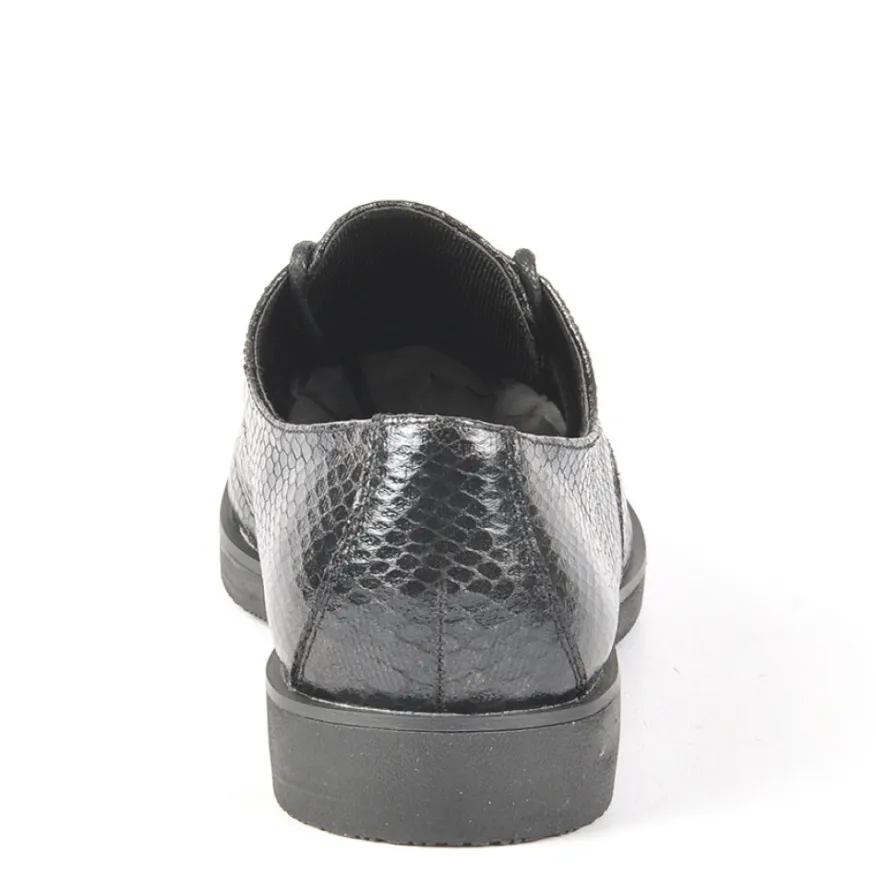 ANA LUNA Derbies Femme Avec Effet Reptile Noir|Femme Derbies