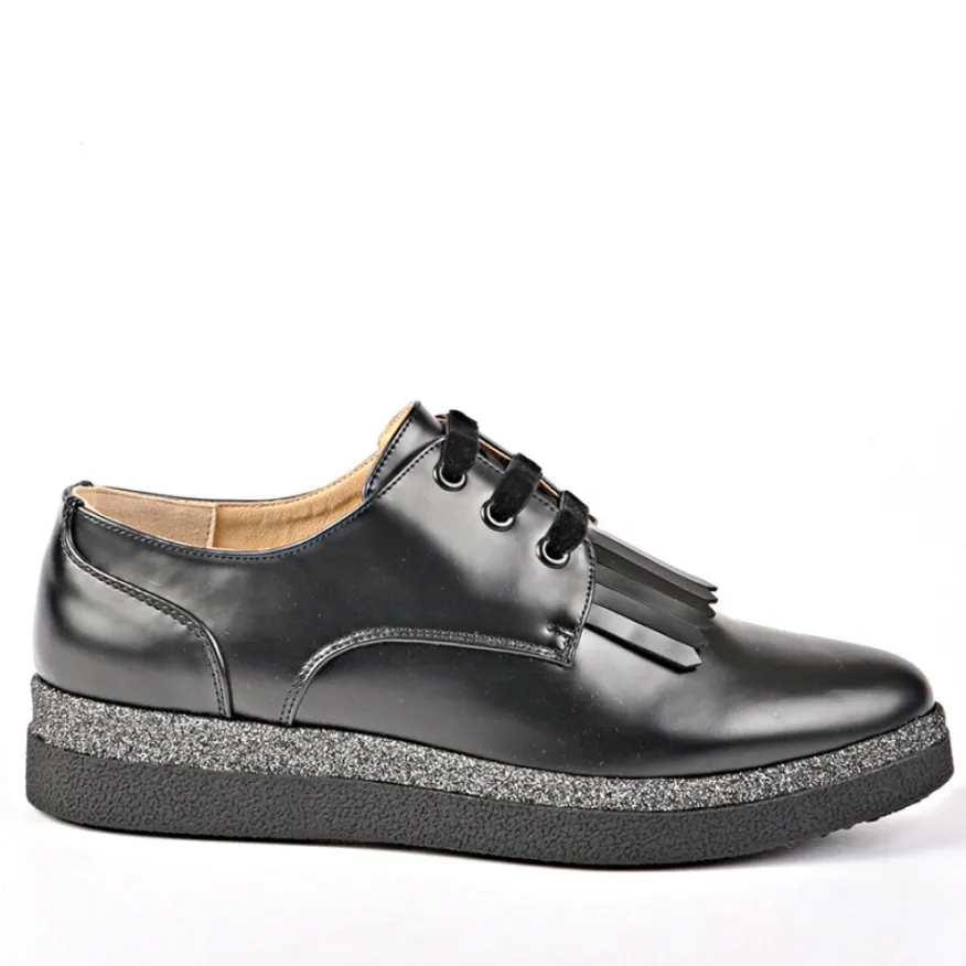 ANA LUNA Derbies Femme Avec Franges Noir|Femme Derbies