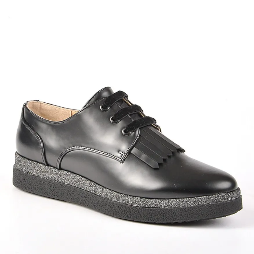 ANA LUNA Derbies Femme Avec Franges Noir|Femme Derbies