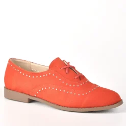 ANA LUNA Derbies Femme Avec Petits Clous Orange|Femme Derbies