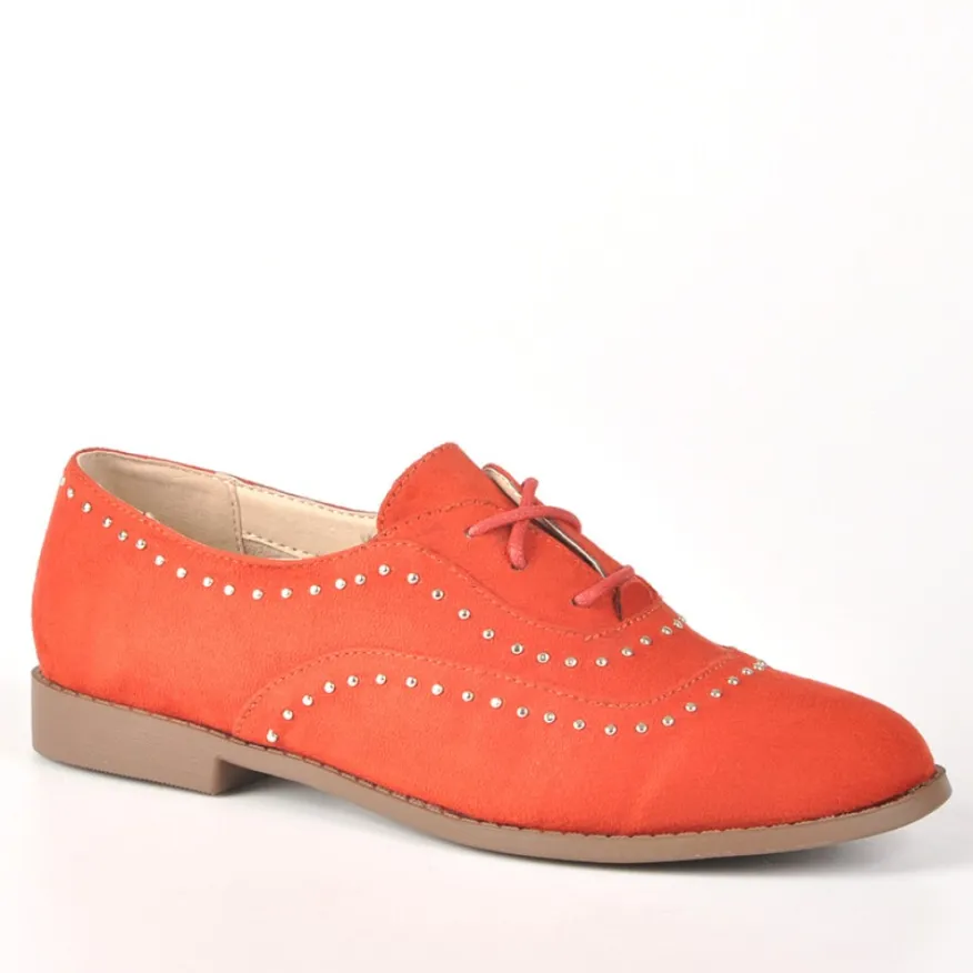 ANA LUNA Derbies Femme Avec Petits Clous Orange|Femme Derbies