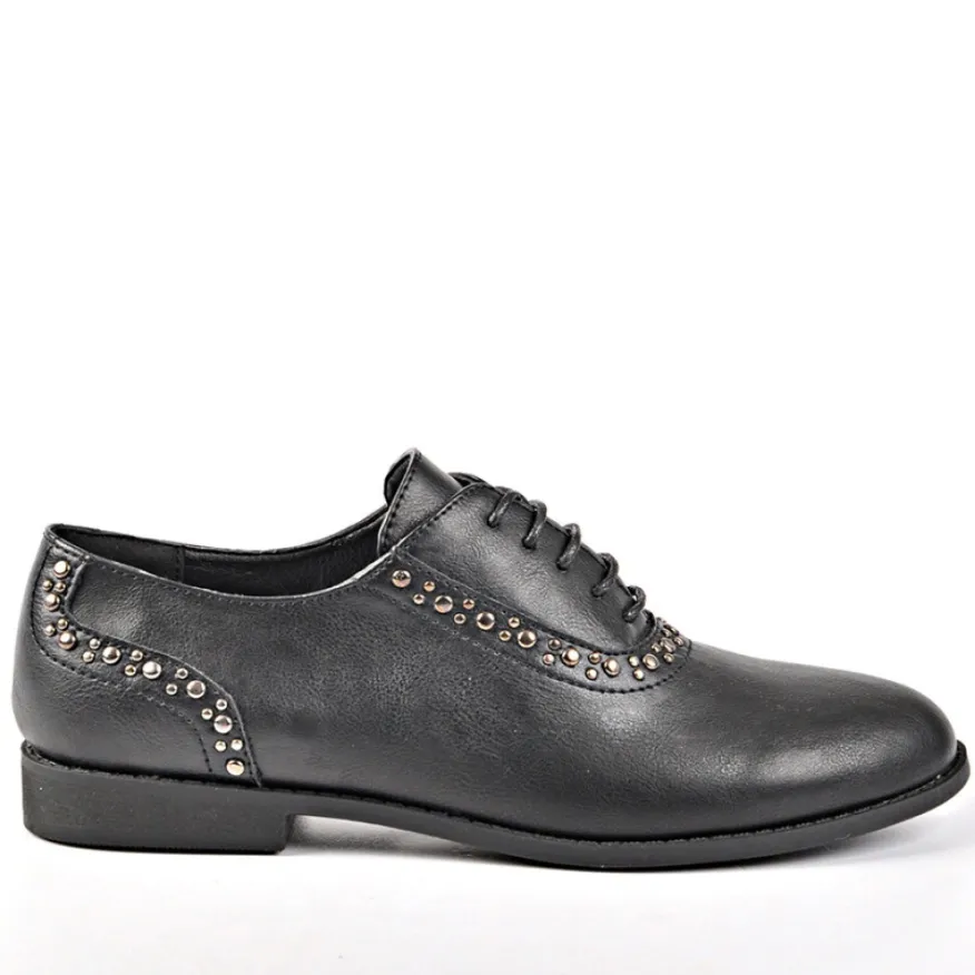 ANA LUNA Derbies Femme Avec Petits Clous Noir|Femme Derbies