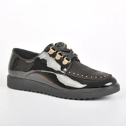 VICE VERSA Derbies Femme Avec Petits Clous Vernis Noir|Femme Derbies