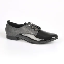VICE VERSA Derbies Femme Bi-Matieres Vernis Noir|Femme Derbies