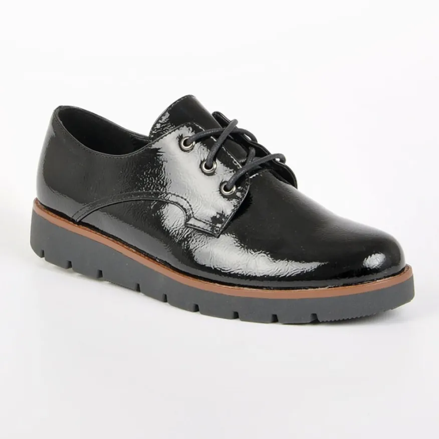 SCALINA Derbies Vernis Noir|Femme Chaussures Confort