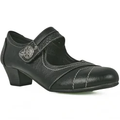 LADY CONFORT Escarpins A Brides Avec Boutons Fantaisies Noir|Femme Escarpins