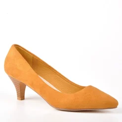 ANA LUNA Escarpins Femme Aspect Velours Jaune|Femme Escarpins