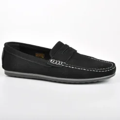 FORTUNATO Mocassins Aspect Daim Noir|Homme Mocassins, Chaussures Bateaux