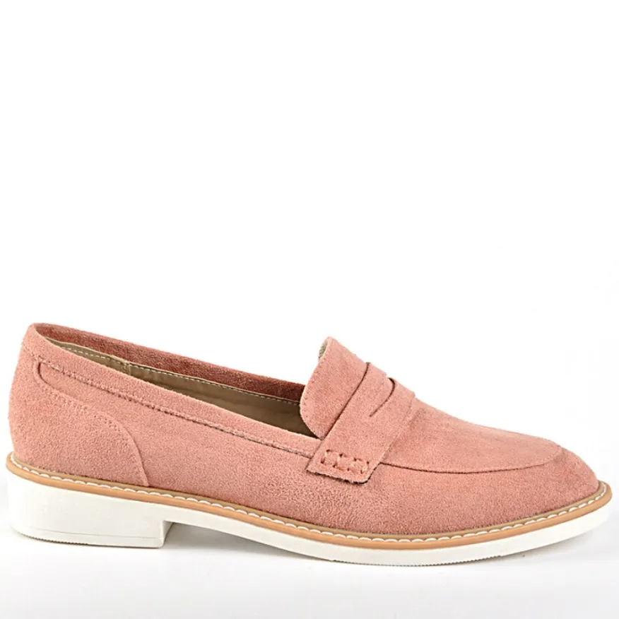 ANA LUNA Mocassins Aspect Velours Rose|Femme Mocassins